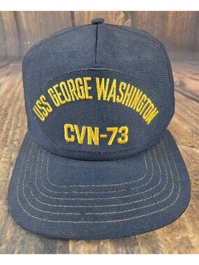 USS GEORGE WASHINGTON CVN-73 Baseball Cap Hat Battleship VTG NAVY BLUE USA Made